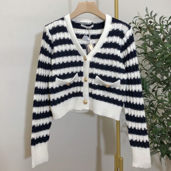 

knits spring knitted vintage sweater cardigan women clothes striped casual single breasted long sleeve elegant crop qrgo, White