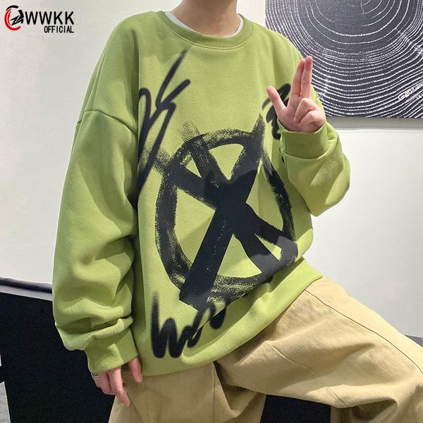 

men's hoodies men 2021 cartoon graffiti oversized japanese streetwear sweatshirt hip hop sweatshirts black hoodie &