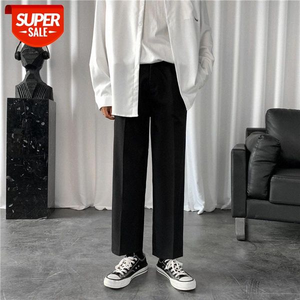 

hong kong style straight casual small trousers men's korean version of loose bf falling feeling mopping suit pants #rd8p, Black