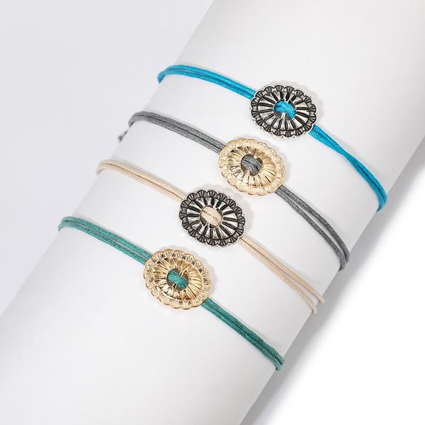 

charm bracelets aeclvr 4pcs flower for women solid color simple style bracelet vintage fashion anklets ladies daily jewelry, Golden;silver