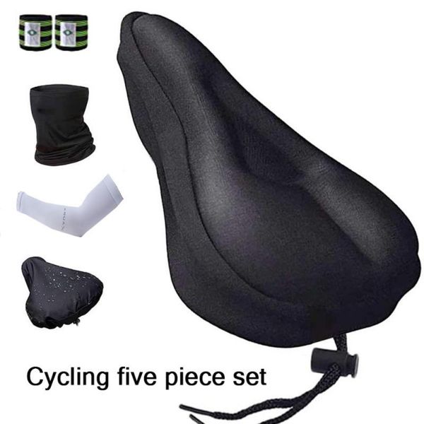 

bike cycling equipment kit silicone cushion waterproof cover face mask ice sleeves reflective strips random color saddles