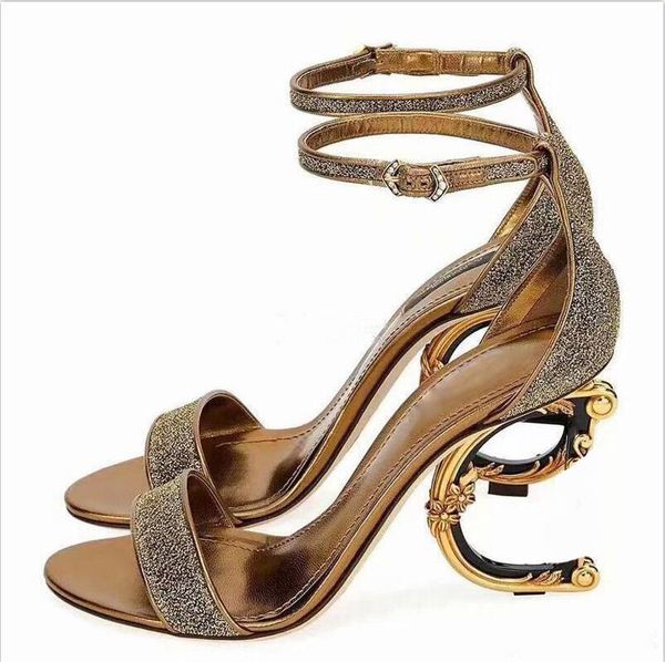 

Sandals High Heels shoes for woman, Genuine Leather Dressing Pumps with D Baroque & G Sculpted Heel, Black