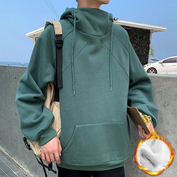 

men's hoodies & sweatshirts e-baihui man polyester thicken warm loose comfortable fashion clothing oversized hoodie winter autumn stree, Black