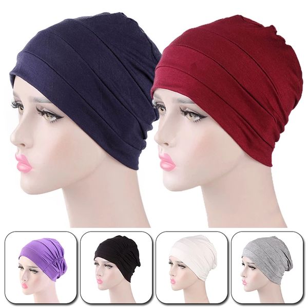 

elastic turban hats fashion solid color inner hijabs cap muslim hijab wrap head headscarf for women girls winter warm accessarie, Blue;gray