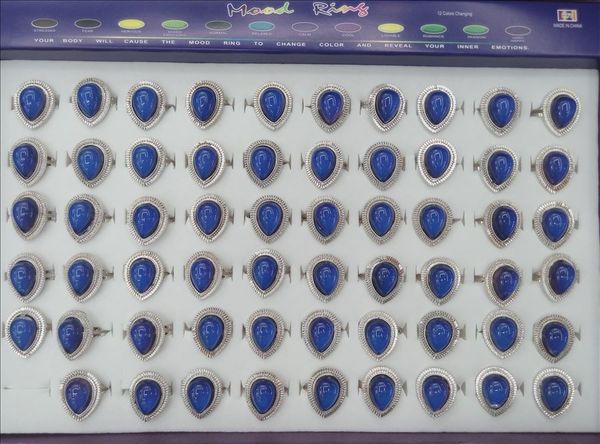 

water drop mood ring emotion color changing adjustable rings 100pcs/lot, Silver