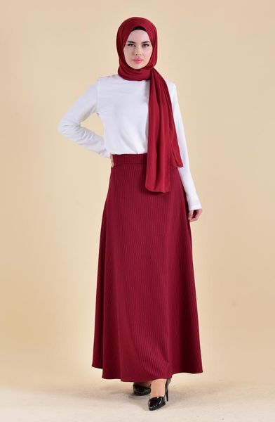 

ethnic clothing minahill striped crepe skirt 8148-02 bordeaux, Red