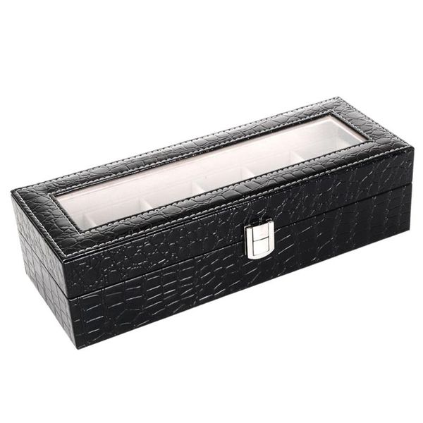 

watch boxes & cases crocodile jewelry storage box can be seen in the unisex, Black;blue