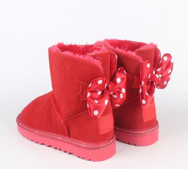 2022 Design Clássico Design Curto Menino Menina Crianças Botas de Neve Bow-Gravata Mantenha Botas Morológicas Com Diamond Modelo Tag Card Saco De Poeira Livre Trap