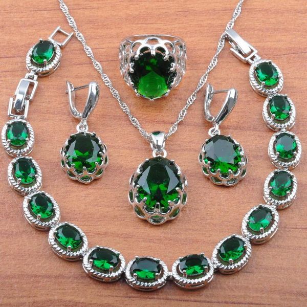 

earrings & necklace fashion women costume natural zirconia jewelry sets silver color dangle and bracelet ring js0162