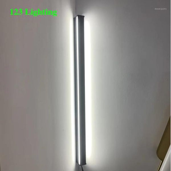 

modern home led wall lamp black aluminum bedroom aisle stairs sconce with plug simple lighting fixtures surface mount1