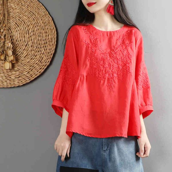 

dress f.je style of summer female plus size the neck embroidered solid cotton vintage loose casual lady shirt big hxj04, Black;gray