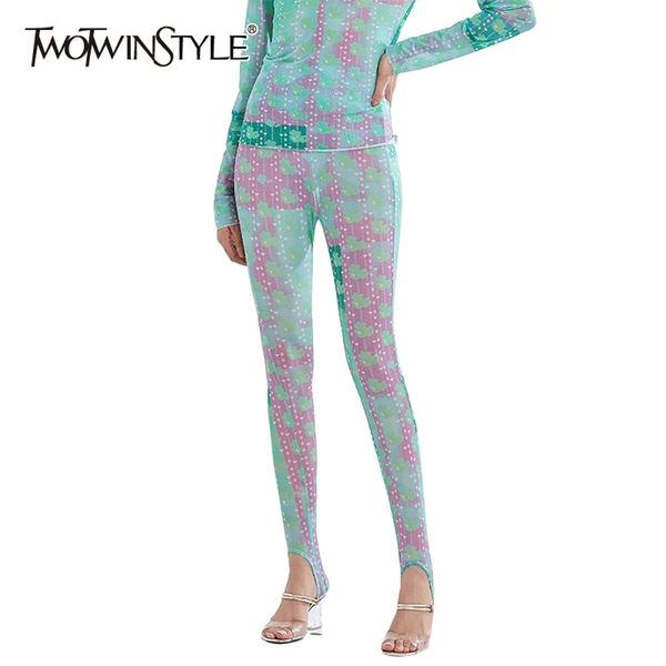 

casual print sports pants for women elastic waist slim pencil fahion homewear clothes 210521, Black;white