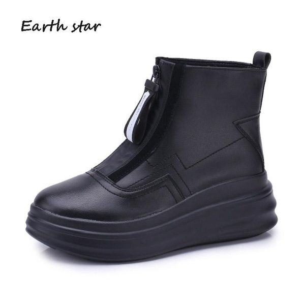 

boots botas mujer casual shoes women fashion brand platform lady chaussure autumn female footware ankle with fur, Black