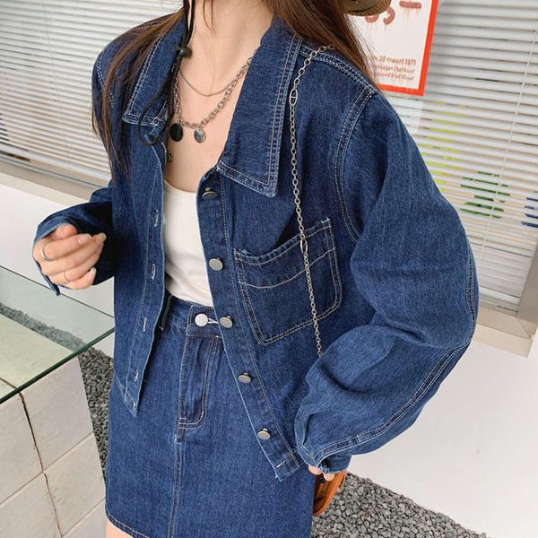 

autumn denim coat skirt women's spring and fashion suit, Black;brown