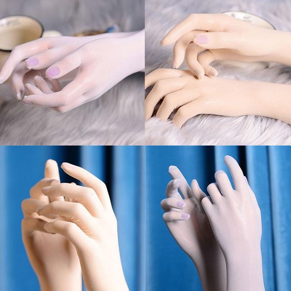 

five fingers gloves sheer see through seamless long driving glove smooth pantyhose tights stockings affordable candy color, Blue;gray