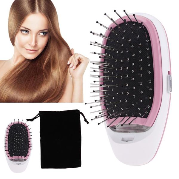 

portable electric massage comb negative anion hair modeling styling brush home salon anti loss brushes, Silver
