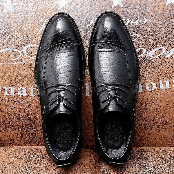 

dress shoes korean version men's business pointed black trend casual young british versatile soft leather formal derby men