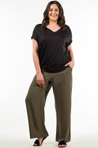 

khaki straight waist elastic trousers women's pants & capris, Black;white