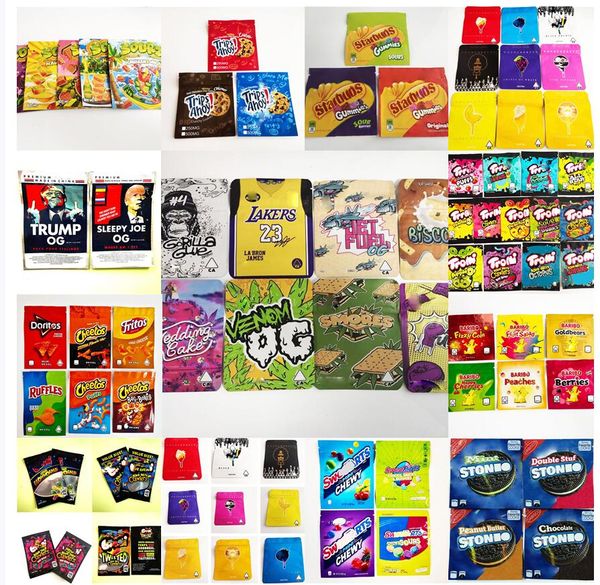 

bag boyz ice wedding cake zookies edibles retail packaging bags gorilla glue jungle gas smellproof mylar sour gummy resealable edible pack