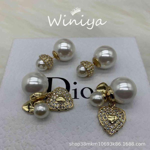 

design jewelry / new pearl inlaid diamond earrings, Golden