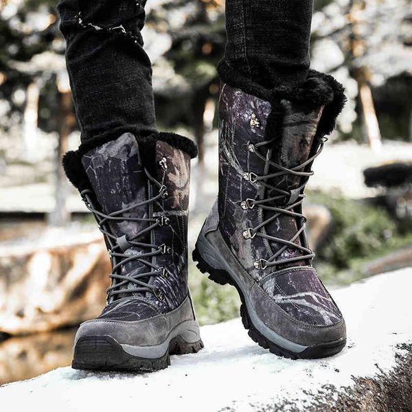 

boots winter boots of men walking snow camouflage army shoes comfortable platform myg5, Black