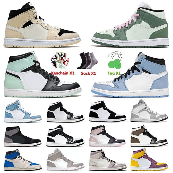 

mens womens jumpman 1 1s original og basketball shoes dark mocha nrg igloo high university blue unc mid carbon fiber dutch green sports snea