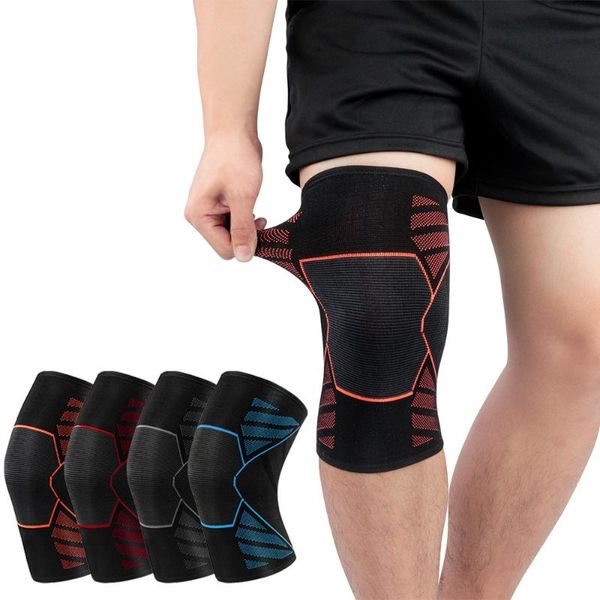 

sports elastic knee pads sleeve nylon fitness kneepad protective equipment patella brace support running basketball men elbow &, Black;gray