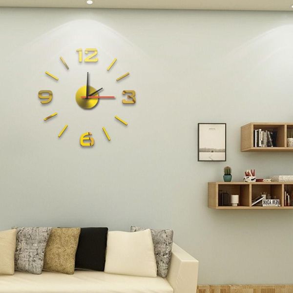 

wall clocks sticker clock modern style creative household punch-living room decoration diy quartz g145