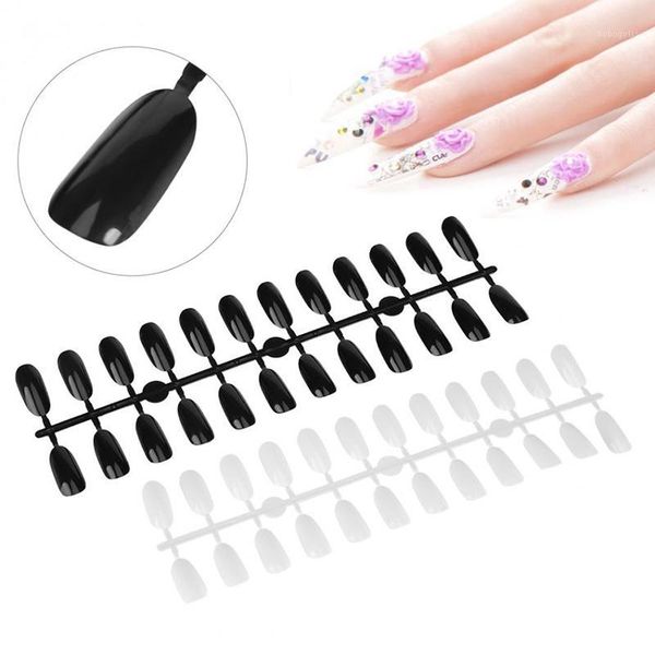 

pcs oval false nails pure color tips patch artificial chip french nail art extensions accessories diy practice art1, Red;gold