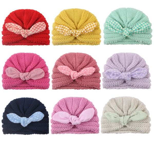 

caps & hats 1 pcs toddler comfortable warm knitting wool fashion plaid ears infant cute striped headwear kids accessories, Yellow