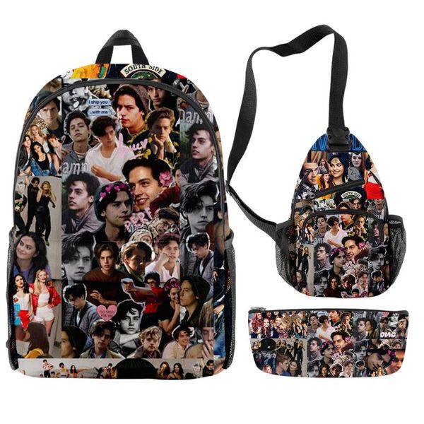 

backpack tv riverdale season 5 children 3pcs/set teenager boys girls schoolbag women men fashion oxford waterproof travel bags