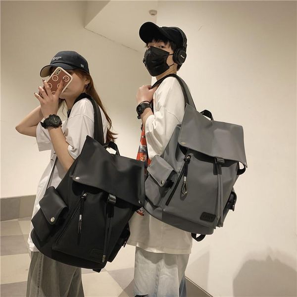 

backpack flip the shoulder bag men's trend fashion high-capacity female junior high school students class
