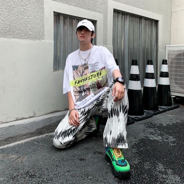 

men's polos tshirts streetwear harajuku men vintage girl poster print short sleeve t-shirts casual hip hop loose cotton tees, White;black