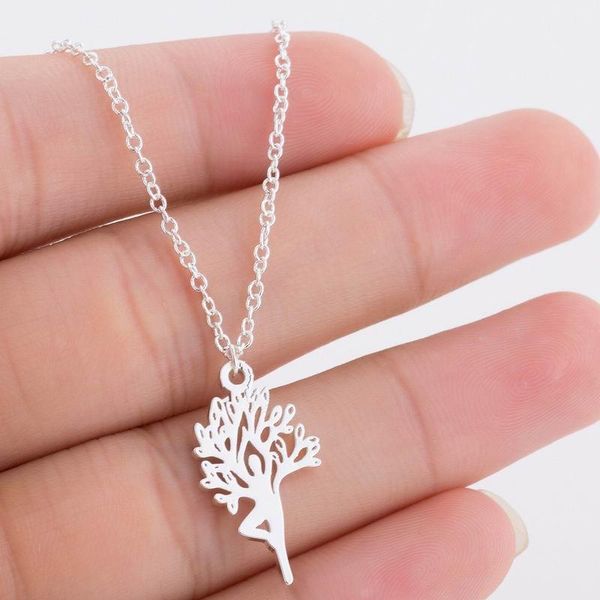 

style women necklace of tree shape stainless steel chain pendant necklaces, Silver
