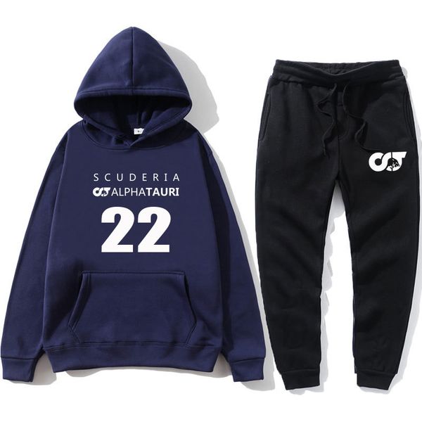 2022 autunno Inverno F1 Alpha Tauri Driver Yuki Tsunoda 22 Car Fan Abbigliamento Moda Uomo in cotone sciolto Felpe + pantaloni Set Tuta