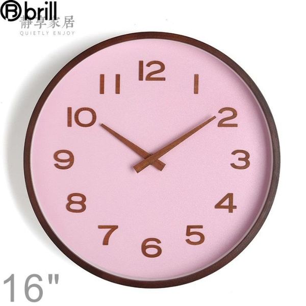 

nordic modern wall clock wood original silent watch home wooden needle pink watches decor living room decoration gift clocks
