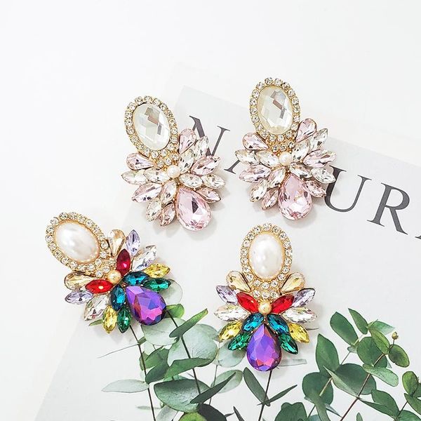 

stud fashionsnoops design charm multicolor rhinestone earrings for women trendy crystal jewelry brinco girls gift, Golden;silver