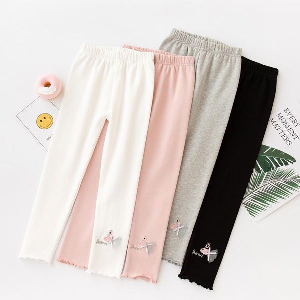 

trousers girls school leggings embroidered swan 2021 spring autumn children's dance cotton sweatpants, Blue