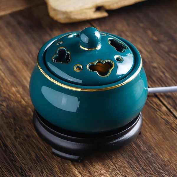 

temperature regulating incense burner ceramic aroma diffuser electronic agarwood essential oil wood malachite fragrance lamps