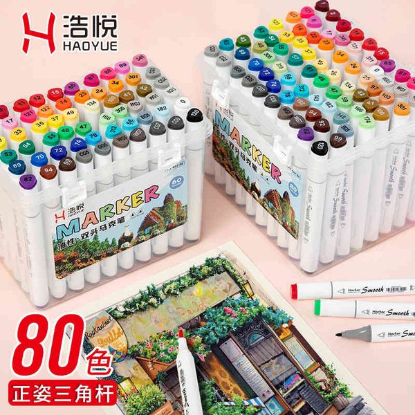 

48 painting color marker student alcohol oil 24 double head set 80