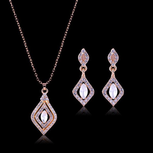 

earrings & necklace creative horse eye crystal glass multilayer earring set bridal jewelry party accessories, Silver