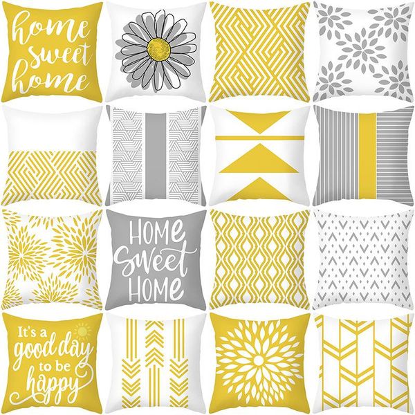 

cushion/decorative pillow yellow printed cushion cover 45x45cm pillowcase decorative sofa cushions pillowcover home living room bed decor ca