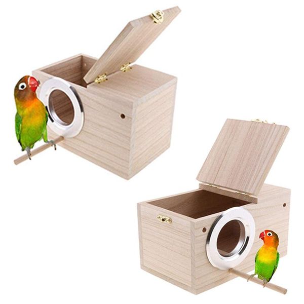 

parakeet nest box 2pcs bird house budgie wood breeding for lovebirds, parrotlets mating cages