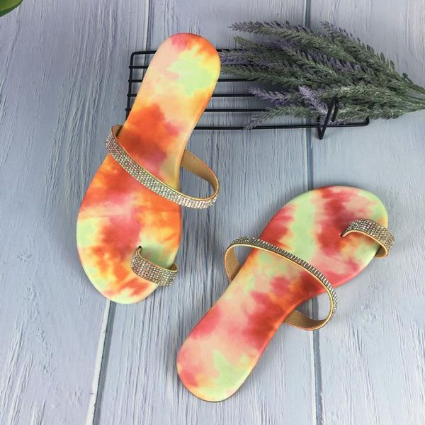 

slippers summer sandals flat open toe rhinestone outdoor beach women shoes plus size 41 fh3k, Black