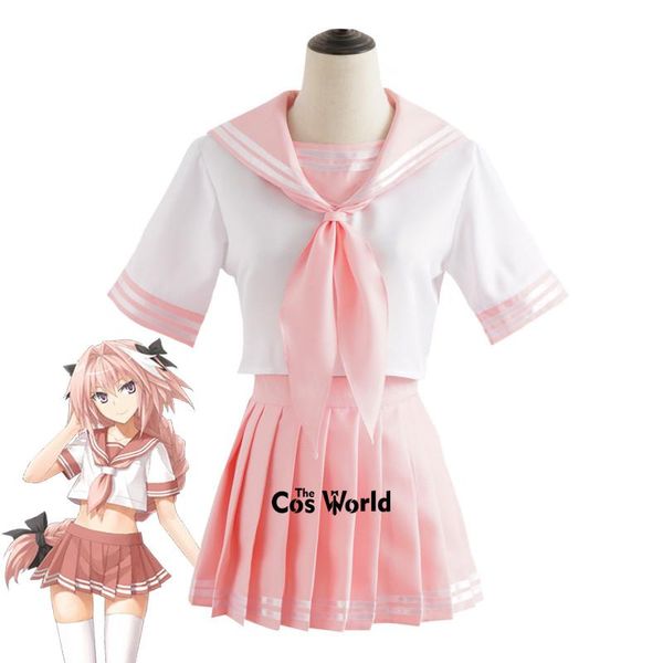 

clothing sets fgo fate grand order astolfo agartha sailor suit school uniform students cloth skirts anime games cosplay costumes, White