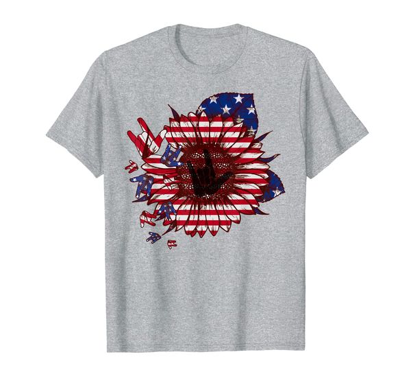 

I Love You Sign Language Sunflower USA 4th Of July Shirt, Mainly pictures