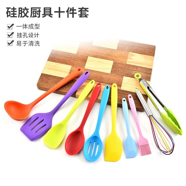 

non stick pot silicone kitchenware 10 piece set frying spatula