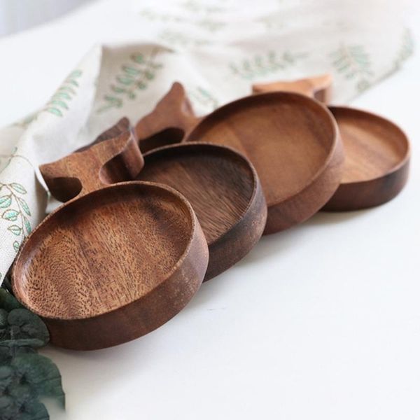 

dishes & plates creative wooden sauce cartoon fish shaped dipping bowl natural wood seasoning snack appetizer serving tray