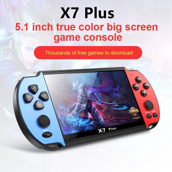 

portable game players x7 plus video games handheld console for psp retro dual rocker joystick 5.1 inch screen tv player