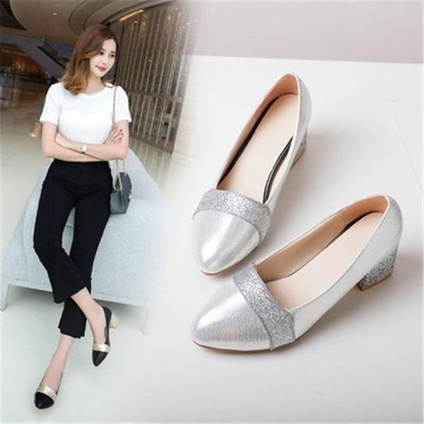 

dress shoes 2021 plus size 33-41 ol office lady high heels woman pointed toe basic pumps women boat zapatos mujer, Black